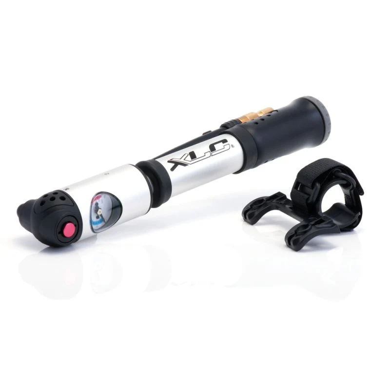XLC PU-A04 MINI POMPE 2 EN 1 AVEC MANOMÈTRE ALUMINIUM ARGENT