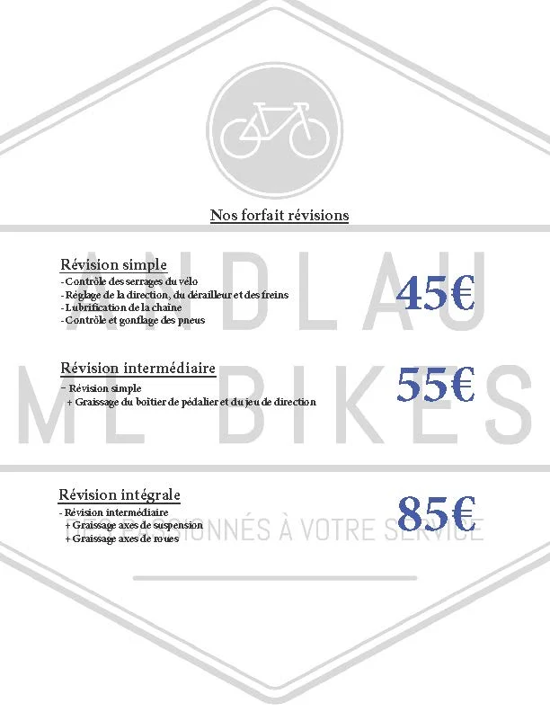 NOS FORFAITS REVISION