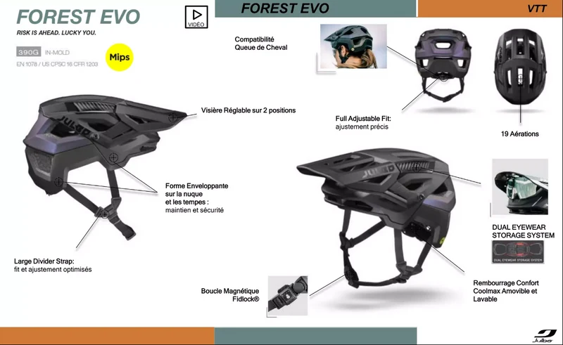 Casque VTT Julbo Forest Evo 6 couleurs aux choix