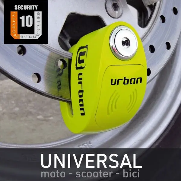 Bloque Disque Moto avec Alarme - Urban 6 mm Jaune Fluo