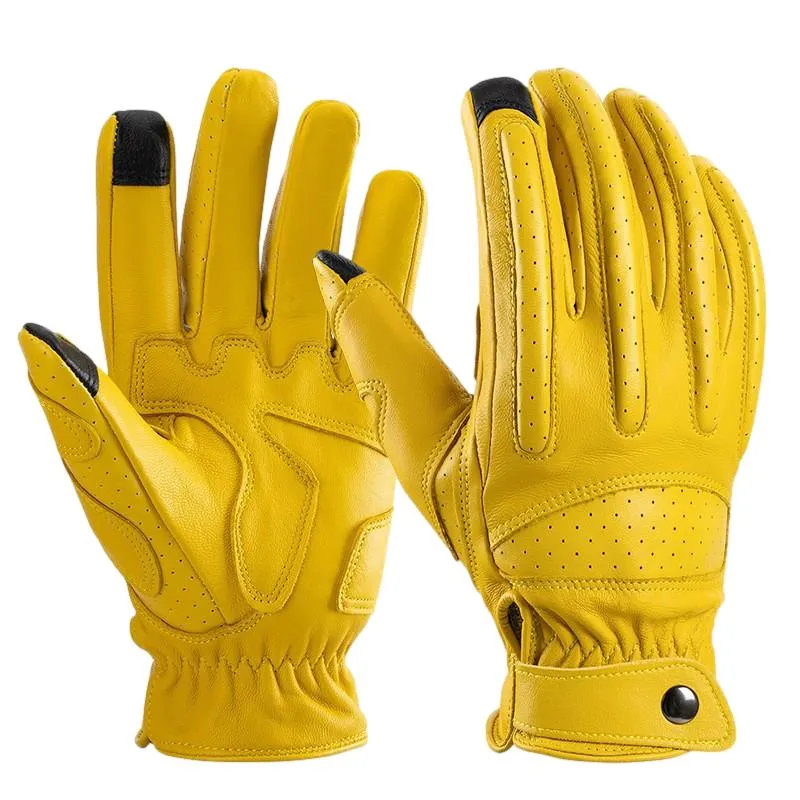 Gants moto cuir vintage été