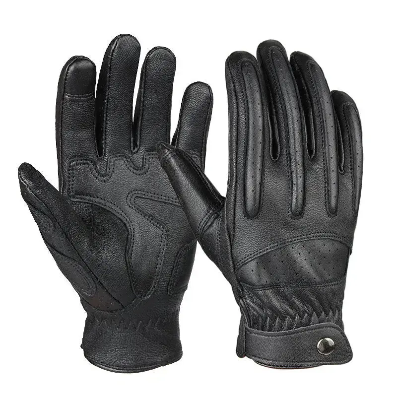 Gants moto cuir vintage été
