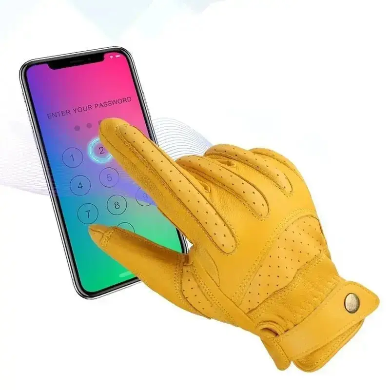 Gants moto cuir vintage été
