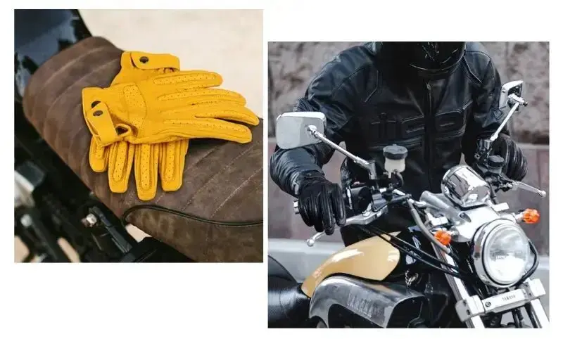 Gants moto cuir vintage été