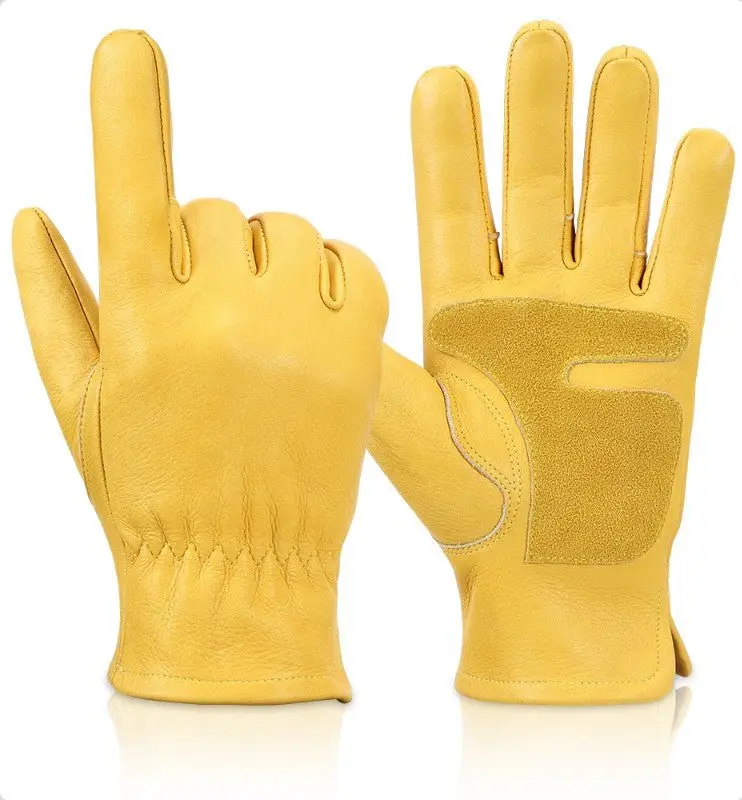 Gants cuir vintage jaune